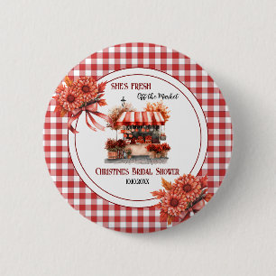 Landpartie-Picknick-Gingham-Brautjungferparty-Gesc Button