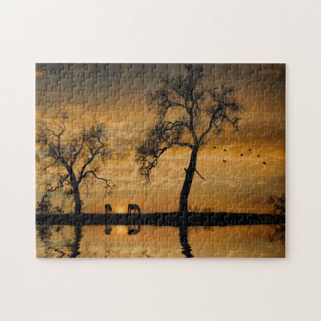 Landpferde im Südwesten des Sonnenuntergangs (Horizontal)