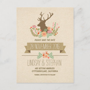 Landrustikale Hirschantler Save the Date Postkarte
