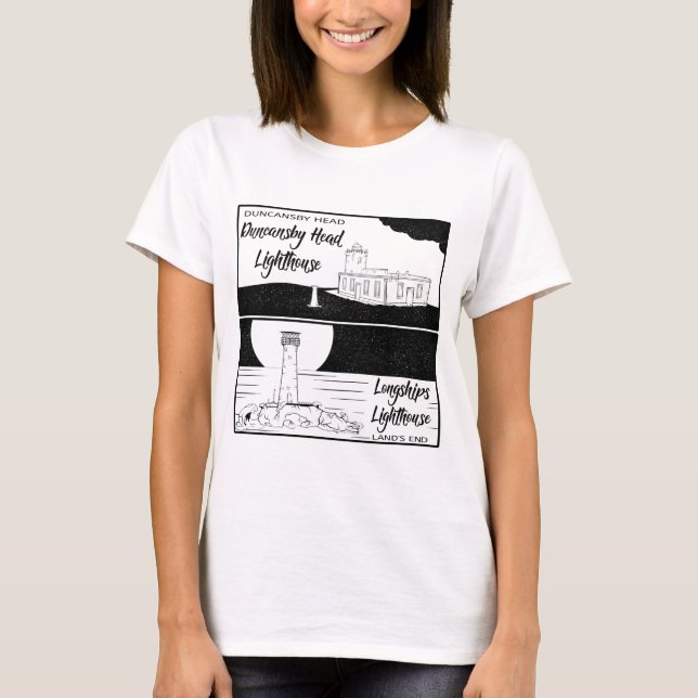 Land's End John o'groats Leuchtturme T-Shirt (Vorderseite)