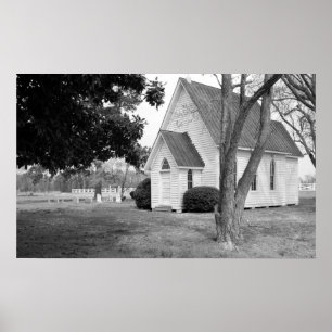 Lands-Kirche in Schwarzweiss Poster