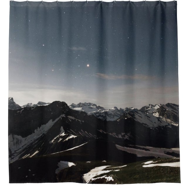 LANDSCAPE FOTOGRAFIE DES SCHWARZEN UND WEISSEN BER DUSCHVORHANG (Vorderseite)