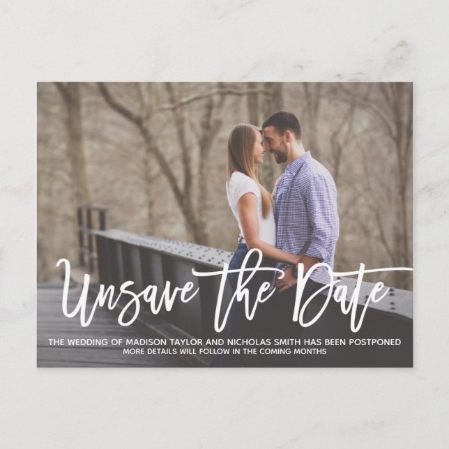 Landscape Picture Wedding Unsave The Date Postcard Postkarte (Vorderseite)