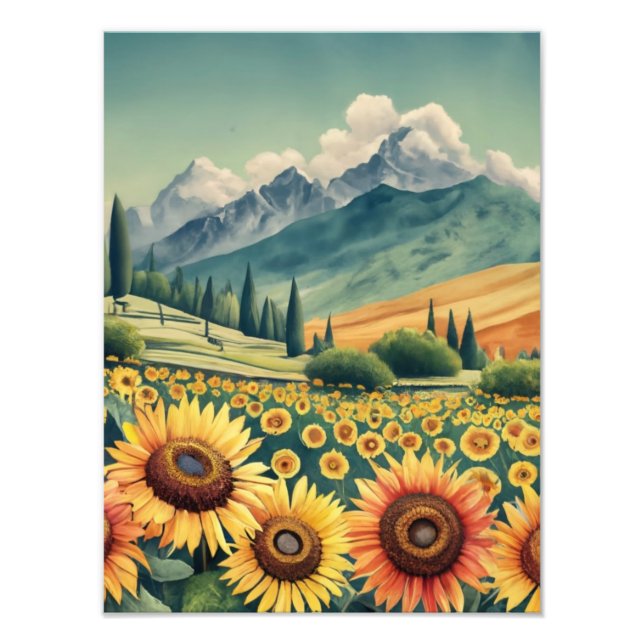 Landscape Sunflowers Boho Fotodruck (Vorne)