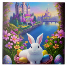 landscape with a rabbit and magical castles