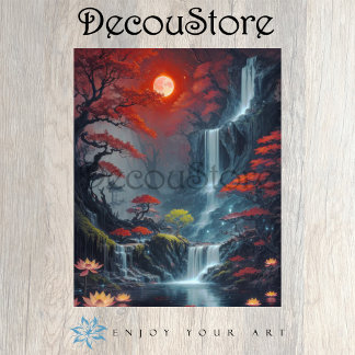 Landscape with Waterfall Decoupage Seidenpapier