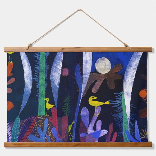 Landscape with Yellow Birds, Paul Klee Wandteppich Mit Holzrahmen (Vorne)