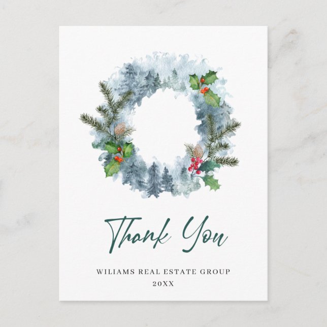 Landscape Wreath Weihnachten Unternehmen Vielen Da Postkarte (Vorderseite)