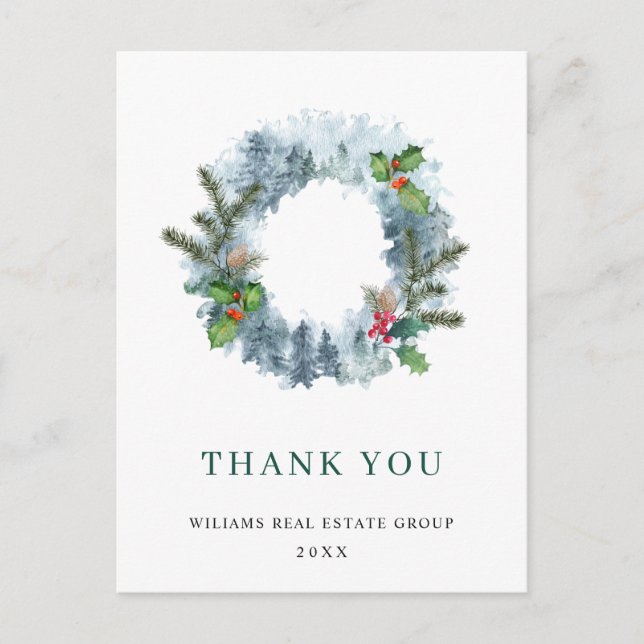 Landscape Wreath Weihnachten Unternehmen Vielen Da Postkarte (Vorderseite)