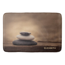 Landscape, Zen Stones Brown Badematte