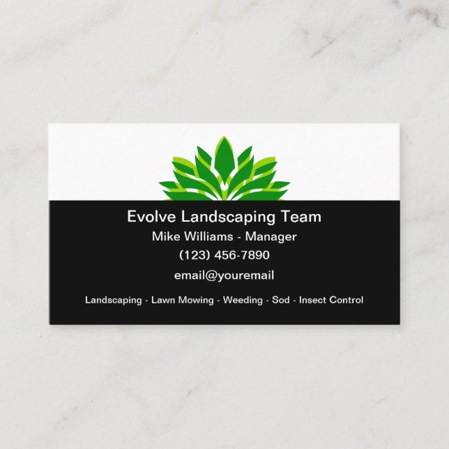 Landscaping And Lawn Mowing Service Visitenkarte (Vorderseite)