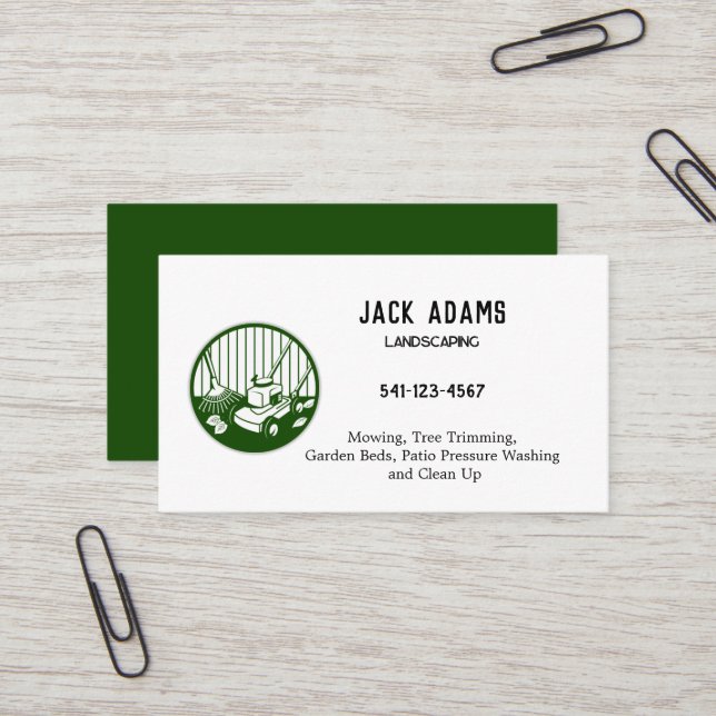 Landscaping Business Card Visitenkarte (Vorderseite/Rückseite Beispiel)