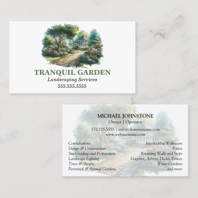 Landscaping Garden Lawncare Greenhouse Visitenkarte (Vorne/Hinten)