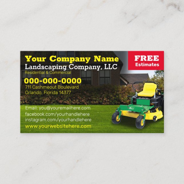 Landscaping Grass Cutting Business Card Visitenkarte (Vorderseite)