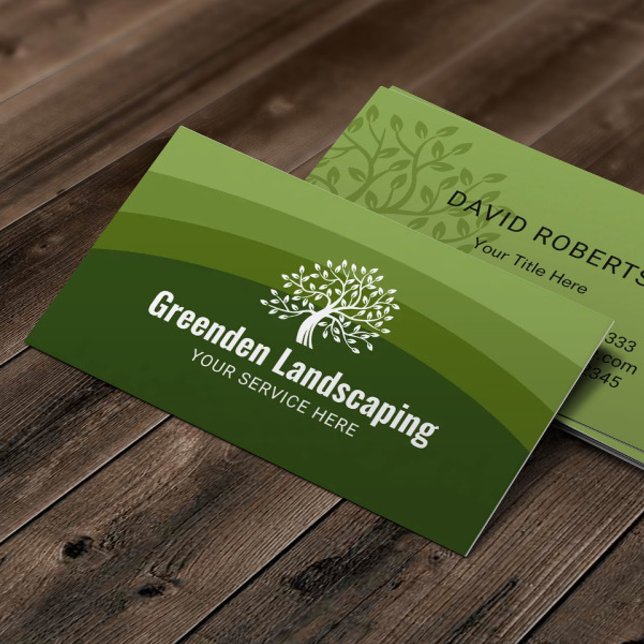 Landscaping Green Shades Tree Logo Rasenpflege Visitenkarte (Von Creator hochgeladen)