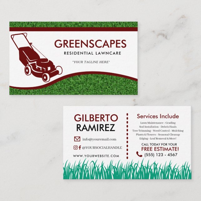 Landscaping Lawn Care Business Card Visitenkarte (Vorne/Hinten)