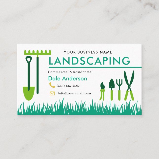 Landscaping Lawn Care Business Card Visitenkarte (Vorderseite)