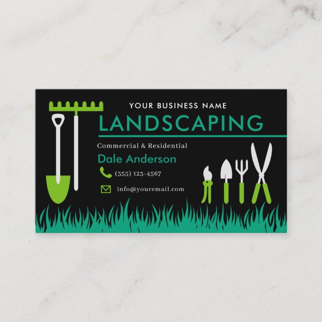 Landscaping Lawn Care Business Card Visitenkarte (Vorderseite)