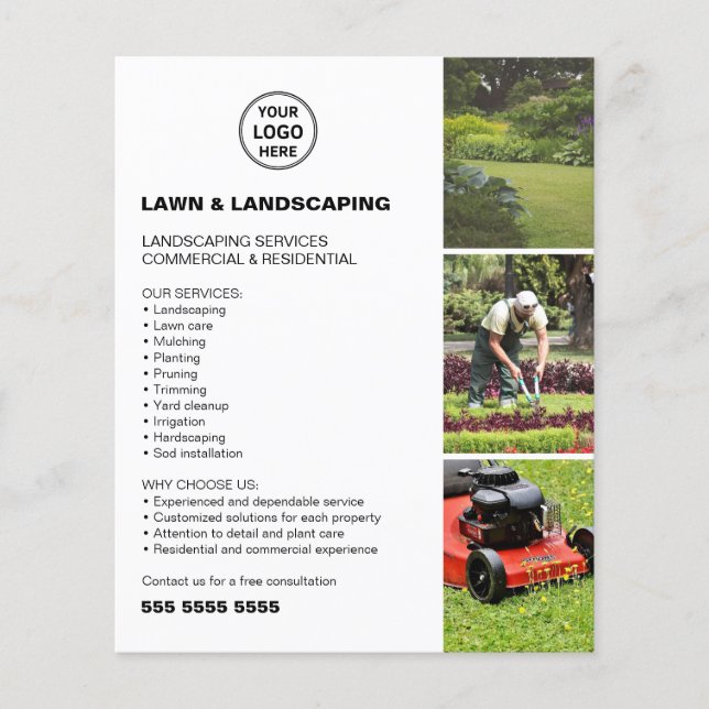 Landscaping Lawn Care Services White Business Flyer (Vorne)