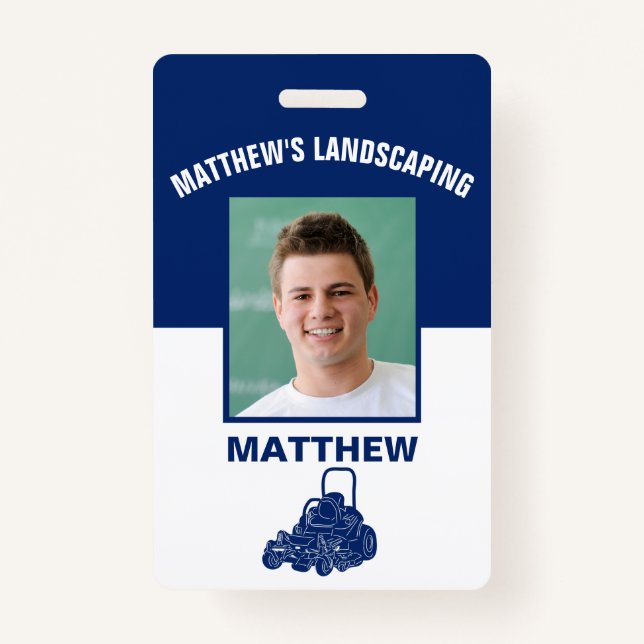 Landscaping Lawn Mowing Business Nametag ID Abzeic Ausweis (Vorderseite)
