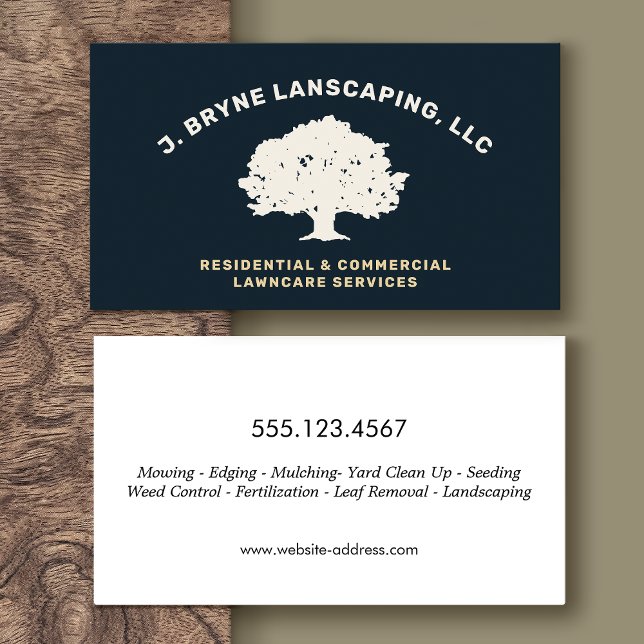 Landscaping Rasen Care Tree Logo Business Card Visitenkarte (Von Creator hochgeladen)