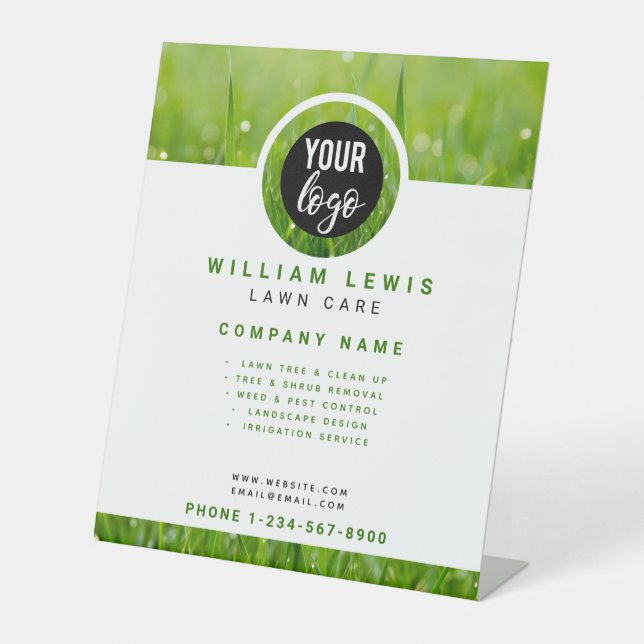 Landscaping von Lawn Care Simple Business-Logos Sockelschild (Vorderseite)