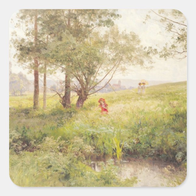 Landschaft 3 quadratischer aufkleber (Vorderseite)