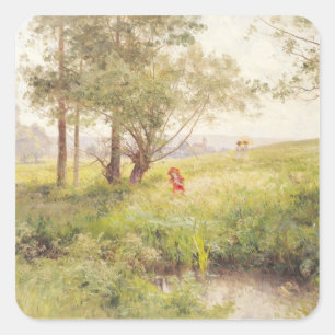 Landschaft 3 quadratischer aufkleber