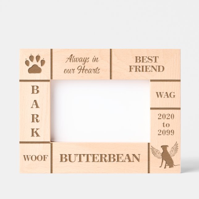 Landschaft 6x4 Gedenkstätte Angel Dog Jahr Geätzte Rahmen (Vorderseite)