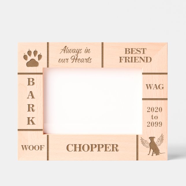 Landschaft 7x5 Gedenkstätte Angel Hund Name Jahr Geätzte Rahmen (Vorderseite)