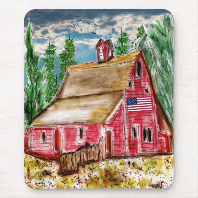 Landschaft Alte rote Barmmousse Pad Mousepad (Vorne)