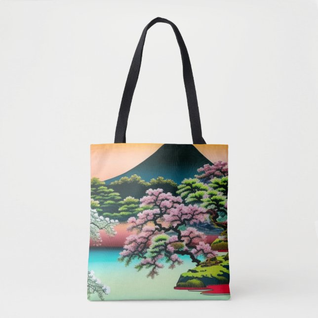 Landschaft Asiatische Kirschblüten Tasche (Vorderseite)