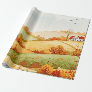Landschaft auf dem Lande Geschenkpapier