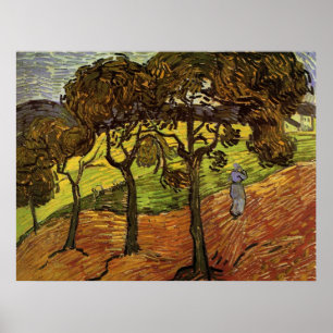 Landschaft, Bäume und Figuren von Vincent van Gogh Poster