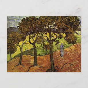 Landschaft, Bäume und Figuren von Vincent van Gogh Postkarte