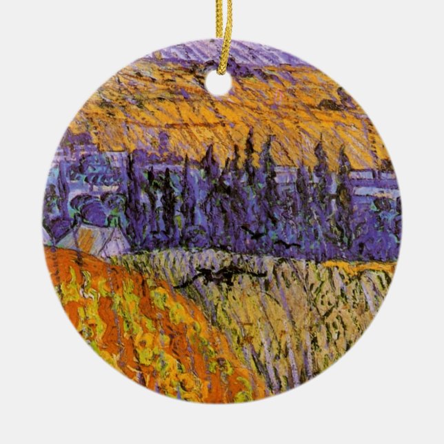 Landschaft bei Auvers in Rain von Vincent van Gogh Keramik Ornament (Vorne)