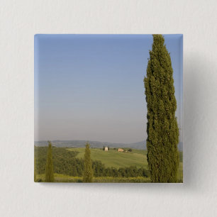 Landschaft bei Pienza. Val d'Orcia, Siena Button