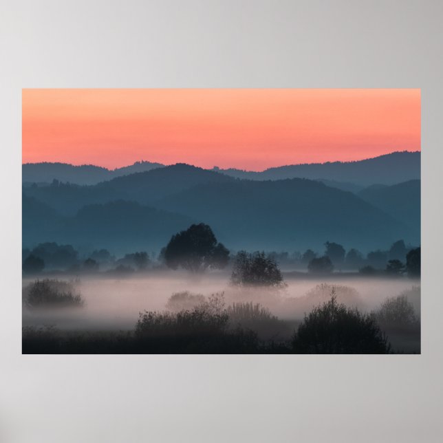Landschaft bei Sonnenuntergang Poster (Vorne)