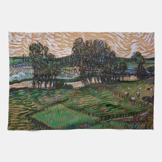 Landschaft, Brücke über Oise durch Vincent van Gog Geschirrtuch (Horizontal)