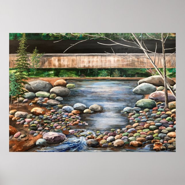 Landschaft Der Bach originale handgemalte Kunst Poster (Vorne)