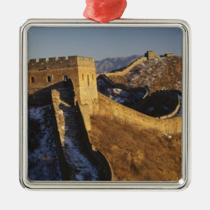 Landschaft der Chinesischen Mauer bei Sonnenunterg Silbernes Ornament