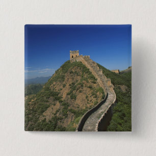 Landschaft der Chinesischen Mauer, China Button