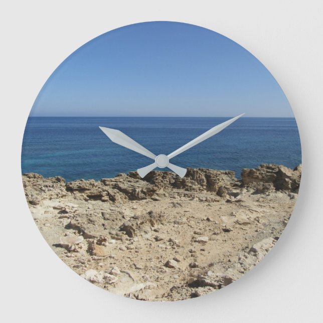 Landschaft der griechischen Inseln im Mittelmeer Große Wanduhr (Vorderseite)