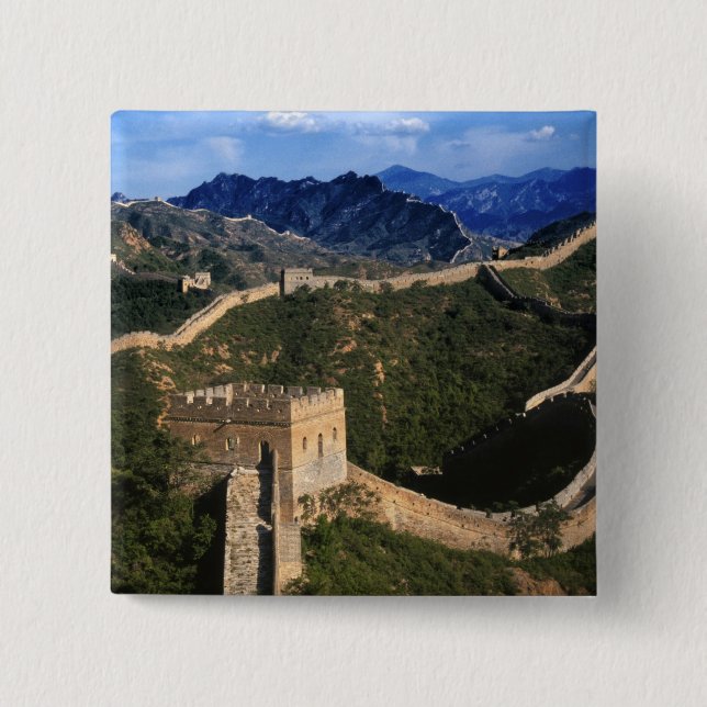 Landschaft der Großen Mauer, Jinshanling, China Button (Vorderseite)
