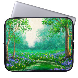 Landschaft der Ölgemälde, Frühling, Baum in den Wä Laptopschutzhülle