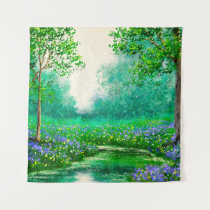 Landschaft der Ölgemälde, Frühling, Baum in den Wä Wandteppich