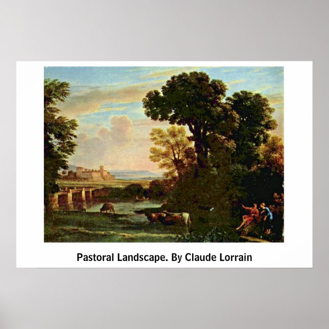 Landschaft der Pastorale. von Claude Lorrain Poster (Vorne)
