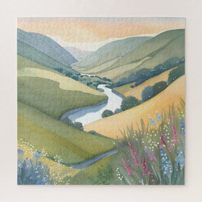 Landschaft der Rollhügel | Wasserfarbe Schöne (Vertikal)