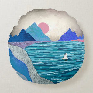 Landschaft der Sailboat Cove Rundes Kissen