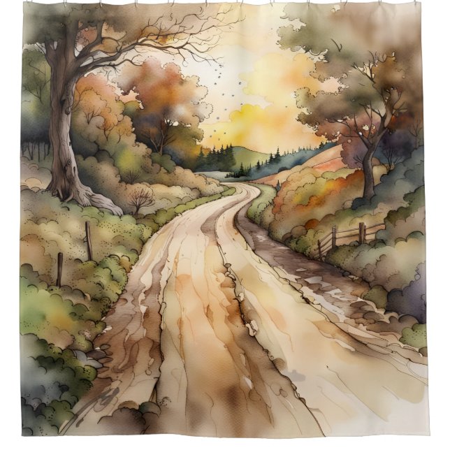 Landschaft der Sunset Country Road Duschvorhang (Vorderseite)